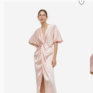 H&M Draped Satin Dress in SAGE